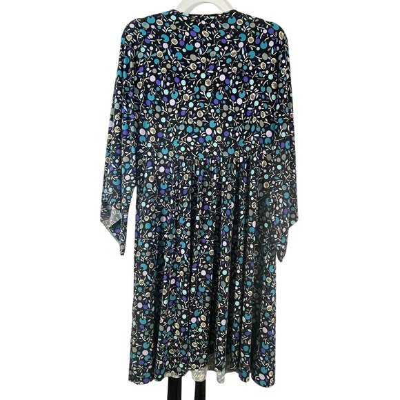 Bisou Bisou XL Women Wrap Dress Cherry Blossom Pattern Geometric Empire Waist - Picture 4 of 5